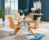Novara White Marble Round Dining Table & 4 Willow Chairs - novara-marble-100-silver-chrome-round-dining-table-4-mustard-leather-willow-chairs-set.jpg