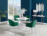 Novara White High Gloss Round Dining Table & 4 Calla Silver Leg Chairs - novara-white-100-sivler-metal-round-dining-table-4-green-velvet-calla-silver-chairs-set.jpg