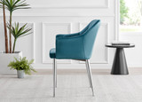 Novara White High Gloss Round Dining Table & 4 Calla Silver Leg Chairs - Calla-blue-silver-dining-chair-3.jpg