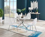 Novara White Marble Round Dining Table & 4 Corona Silver Leg Chairs - novara-marble-100-silver-metal-round-dining-table-4-white-leather-corona-silver-chairs-set.jpg