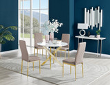 Novara White Gloss Gold Leg Round Dining Table & 4 Milan Gold Leg Chairs - novara-white-100-gold-metal-round-dining-table-4-beige-leather-milan-gold-chairs-set.jpg
