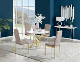 Novara White Gloss Gold Leg Round Dining Table & 4 Milan Gold Leg Chairs - novara-wht-100-gold-metal-round-dining-table-4-beige-leather-milan-gold-chairs-set.jpg