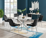 Novara White Marble 120cm Round Dining Table & 6 Pesaro Silver Leg Chairs - novara-white-marble-120cm-round-dining-table-6-black-pesaro-silver-chairs.jpg