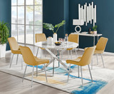 Novara White Marble 120cm Round Dining Table & 6 Pesaro Silver Leg Chairs - novara-white-marble-120cm-round-dining-table-6-mustard-pesaro-silver-chairs.jpg