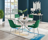 Novara White Marble 120cm Round Dining Table & 4 Pesaro Silver Leg Chairs - novara-white-marble-120cm-round-dining-table-4-green-pesaro-silver-chairs.jpg