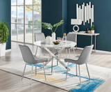 Novara White Marble 120cm Round Dining Table & 4 Pesaro Silver Leg Chairs - novara-white-marble-120cm-round-dining-table-4-grey-pesaro-silver-chairs.jpg