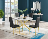 Novara White Marble Gold Leg 120cm Round Dining Table & 4 Milan Gold Leg Chairs - novara-marble-120-gold-chrome-round-dining-table-4-black-leather-milan-gold-chairs-set.jpg