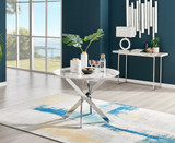 Novara White Marble Round Dining Table & 4 Calla Silver Leg Chairs - novara-marble-100-silver-chrome-modern-round-dining-table-1.jpg