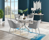 Novara White Marble Round Dining Table & 4 Calla Silver Leg Chairs - novara-marble-100-silver-chrome-round-dining-table-4-grey-velvet-calla-silver-chairs-set.jpg