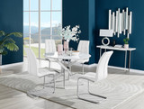 Novara White High Gloss 120cm Round Dining Table & 4 Murano Chairs - novara-white-120-silver-chrome-round-dining-table-4-white-leather-murano-chairs-set.jpg