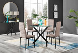 Novara Black Leg Round Glass Dining Table & 4 Milan Black Leg Chairs - novara-100-black-leg-round-dining-table-4-beige-leather-milan-black-chairs-set.jpg