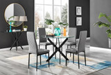Novara Black Leg Round Glass Dining Table & 4 Milan Black Leg Chairs - novara-100-blck-leg-round-dining-table-4-grey-leather-milan-blck-chairs-set.jpg