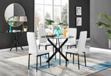 Novara Black Leg Round Glass Dining Table & 4 Milan Black Leg Chairs - novara-100-black-leg-round-dining-table-4-white-leather-milan-black-chairs-set.jpg