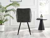 Novara Black Leg Round Glass Dining Table & 4 Falun Black Leg Chairs - Falun-Dark Grey-Fabric-black-Leg-Dining-Chair-4.jpg