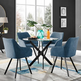 Novara Black Leg Round Glass Dining Table & 4 Falun Black Leg Chairs - novara-100-black-leg-round-dining-table-4-blue-fabric-falun-black-chairs-set-CROP.jpg