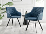 Novara Black Leg Round Glass Dining Table & 4 Falun Black Leg Chairs - 2-Falun-Blue-Fabric-Black-Leg-Dining-Chairs.jpg