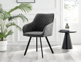 Novara Black Leg Round Glass Dining Table & 4 Falun Black Leg Chairs - Falun-Dark Grey-Fabric-black-Leg-Dining-Chair-2.jpg