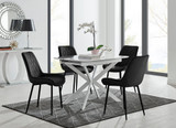 Lira 100 Extending Dining Table and 4 Pesaro Black Leg Chairs - LIRA-100cm-White-Extending-Table-4-Pesaro-black-leg-black-fabric.jpg