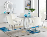 Giovani Round Grey Large 120cm Table and 6 Pesaro Silver Leg Chairs - Giovani-6-Grey-White-Gloss-Round-Dining-Table-Pesaro-silver-leg-cream-fabric.jpg