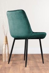 Giovani Round Grey Large 120cm Table and 6 Pesaro Black Leg Chairs - green-pesaro-velvet-black-metal-modern-luxury-dining-chair-3.jpg