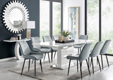 Arezzo Large Extending Dining Table and 8 Pesaro Black Leg Chairs - arrezzo-high-gloss-extending-dining-table-8-grey-velvet-pesaro-black-chairs-set.jpg