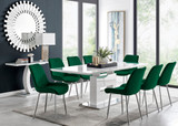 Arezzo Large Extending Dining Table and 8 Pesaro Silver Leg Chairs - arrezzo-high-gloss-extending-dining-table-8-green-velvet-pesaro-silver-chairs-set_1.jpg