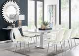 Arezzo Large Extending Dining Table and 8 Pesaro Silver Leg Chairs - Arezzo-Large-Extending-White-High-Gloss-Dining-Table-8-Pesaro-silver-leg-cream-fabric.jpg