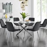 Novara 120cm Round Dining Table and 6 Pesaro Silver Leg Chairs - novara-120cm-chrome-metal-round-dining-table-and-6-black-velvet-pesaro-silver-chairs-set-CROP.jpg