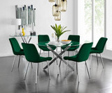 Novara 120cm Round Dining Table and 6 Pesaro Silver Leg Chairs - novara-120cm-chrome-metal-round-dining-table-and-6-green-velvet-pesaro-silver-chairs_1.jpg