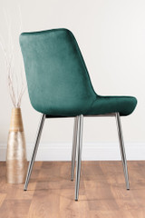 Novara 120cm Round Dining Table and 4 Pesaro Silver Leg Chairs - green-pesaro-velvet-silver-chrome-modern-luxury-dining-chair-4.jpg