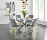 Novara 120cm Round Dining Table and 4 Pesaro Gold Leg Chairs - novara-120cm-chrome-metal-round-dining-table-and-4-grey-velvet-pesaro-gold-chairs-set.jpg