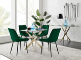 Novara 100cm Gold Round Dining Table and 4 Pesaro Black Leg Chairs - novara-100cm-gold-metal-round-dining-table-and-4-green-velvet-pesaro-black-chairs-set_1.jpg
