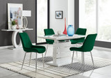 Renato 120cm High Gloss Extending Dining Table and 4 Pesaro Silver Leg Chairs - renato-4-seater-extending-dining-table-4-green-velvet-pesaro-silver-chairs-set.jpg