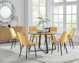 Santorini Brown Round Dining Table And 6 Pesaro Black Leg Chairs - Santorini-Wood-Chrome-Round-Dining-Table-6-Pesaro-black-leg-yellow-fabric.jpg
