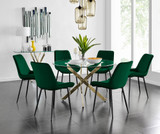 Novara 120cm Gold Round Dining Table and 6 Pesaro Black Leg Chairs - novara-120cm-gold-metal-round-dining-table-and-6-green-velvet-pesaro-black-chairs-set_1.jpg