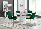 Renato 120cm High Gloss Extending Dining Table and 4 Pesaro Gold Leg Chairs - renato-4-seater-extending-dining-table-4-green-velvet-pesaro-gold-chairs-set.jpg
