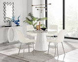 Palma White Marble Effect Round Dining Table & 4 Pesaro Silver Chairs - PALMA-WHITE-MARBLE-ROUND-Dining-Table-4-Pesaro-silver-leg-cream-fabric.jpg
