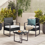 Algarve Black Rattan 2 Seat Garden Bistro Set - Algarve-Bistro-Rattan-Black-1.jpg