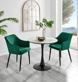 Elina White Marble Effect Round Dining Table & 2 Calla Black Leg Chairs - elina-marble-2set-modern-round-dining-table-2-green-velvet-calla-black-chairs-set.jpg
