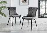 Elina White Marble Effect Round Dining Table & 2 Nora Black Leg Chairs - 2 x Nora Dark Grey Velvet black Leg Dining Chairs.jpg