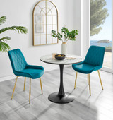 Elina White Marble Effect Round Dining Table & 2 Pesaro Gold Leg Chairs - elina-marble-2set-modern-round-dining-table-2-blue-velvet-pesaro-gold-chairs-set.jpg