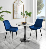 Elina White Marble Effect Round Dining Table & 2 Pesaro Black Leg Chairs - elina-marble-2set-modern-round-dining-table-2-navy-velvet-pesaro-black-chairs-set.jpg
