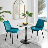 Elina White Marble Effect Round Dining Table & 2 Pesaro Black Leg Chairs - elina-marble-2set-modern-round-dining-table-2-blue-velvet-pesaro-blck-chairs-set-CROP.jpg