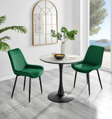 Elina White Marble Effect Round Dining Table & 2 Pesaro Black Leg Chairs - elina-marble-2set-modern-round-dining-table-2-green-velvet-pesaro-blck-chairs-set.jpg