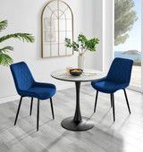 Elina White Marble Effect Round Dining Table & 2 Pesaro Black Leg Chairs - elina-marble-2set-modern-round-dining-table-2-navy-velvet-pesaro-blck-chairs-set.jpg