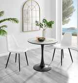 Elina White Marble Effect Round Dining Table & 2 Corona Black Leg Chairs - elina-marble-2set-modern-round-dining-table-2-white-leather-corona-black-chairs-set.jpg