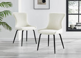 Carson White Marble Effect Square Dining Table & 2 Nora Black Leg Chairs - 2 x Nora Cream Velvet black  Leg Dining Chairs.jpg