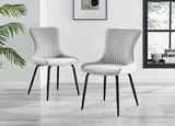 Carson White Marble Effect Square Dining Table & 2 Nora Black Leg Chairs - 2 x Nora Light Grey Velvet black Leg Dining Chairs.jpg