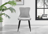 Carson White Marble Effect Square Dining Table & 2 Nora Black Leg Chairs - Nora-Light Grey-Velvet-black-Leg-Dining-Chair-1.jpg