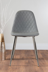 Carson White Marble Effect Dining Table & 4 Corona Silver Chairs - grey-corona-chrome-leg-modern-leather-dining-chair-1.jpg